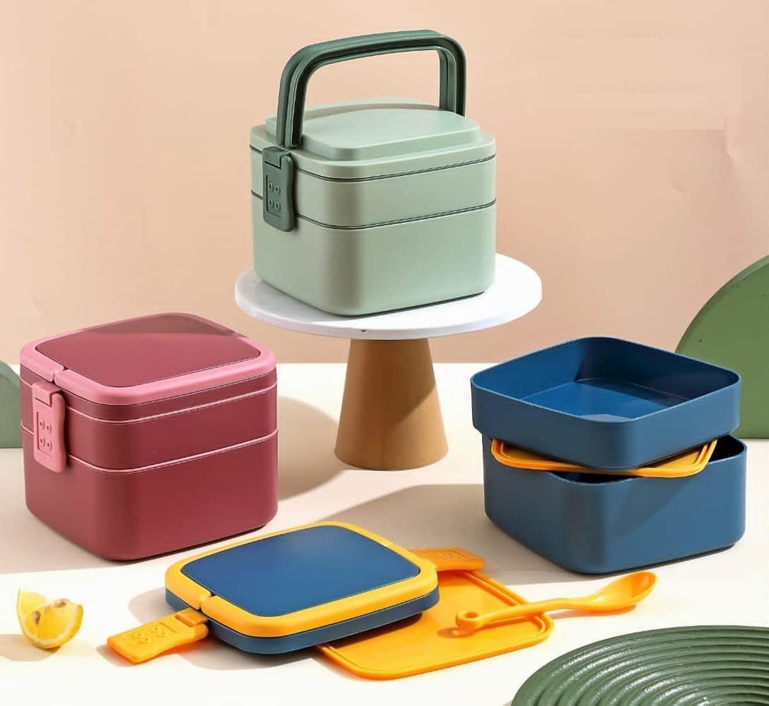 Double-Layer Airtight Square Lunch Box - Premium  from Mystical9 - Just Rs 530 /- Shop now at Mystical9.com