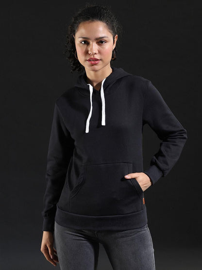 Women's  Cotton Black Solid Sweatshirt - Premium  from Mystical9 - Just Rs 1118 /- Shop now at Mystical9.com