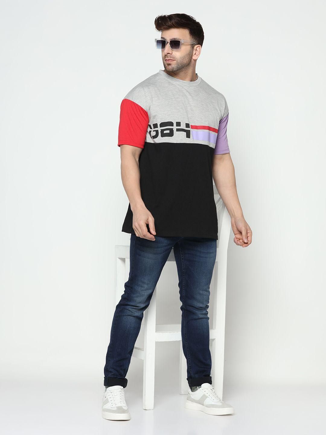 Cotton Blend Color Block Half Sleeves Mens Round Neck T-Shirt - Premium  from Mystical9 - Just Rs 675 /- Shop now at Mystical9.com