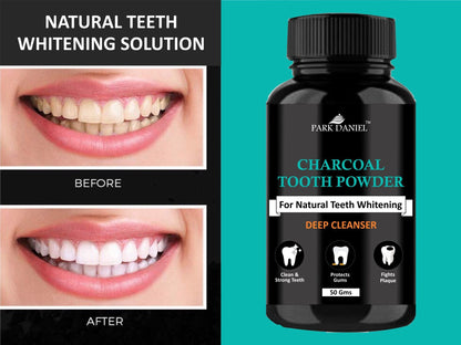 Park Daniel Charcoal Teeth Whitening Powder -Naturally Whiten Teeth, Removes Stains & Removes Bad Breath (50 Gms) - Premium  from Mystical9 - Just Rs 600 /- Shop now at Mystical9.com