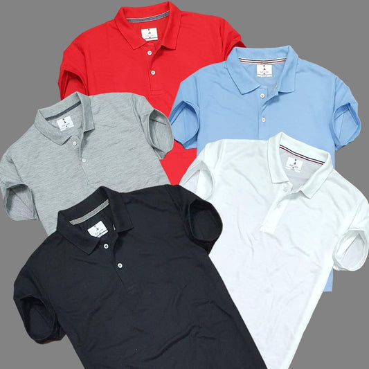 Plane Matty Solid Half Sleeves Mens Polo neck T-Shirt Pack Of 5 - Premium  from Mystical9 - Just Rs 1200 /- Shop now at Mystical9.com