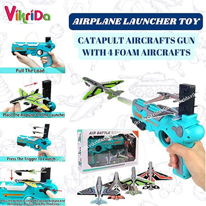 Airplane Launcher Toy Catapult Aircrafts Gun with 4 Foam Planes - Premium  from Mystical9 - Just Rs 750 /- Shop now at Mystical9.com