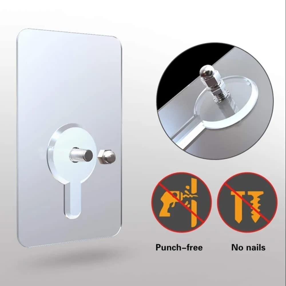 Punch-Free Wall-Mounted Screw Hook,Seamless Transparent No Nails Drill Waterproof Hooks for Bathroom, Kitchen, Home-Transparent, Stainless Steel (Pack of 10) - Premium  from Mystical9 - Just Rs 500 /- Shop now at Mystical9.com