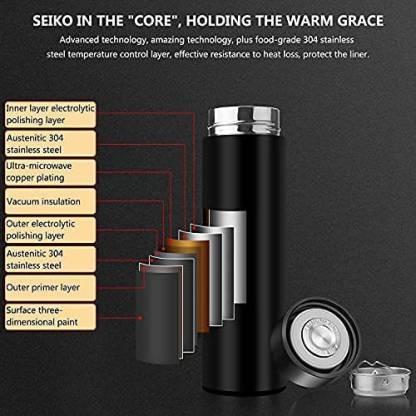 Stainless Steel Temperature Water Bottle Thermos, Double Wall Vacuum Intelligent Cup with LCD Smart Display (500 ML) - Premium  from Mystical9 - Just Rs 650 /- Shop now at Mystical9.com