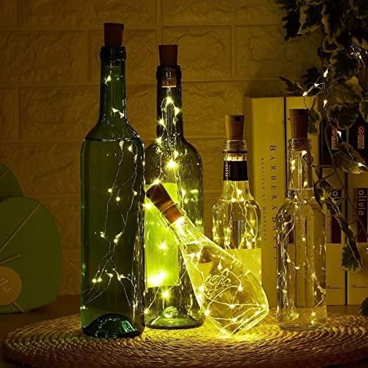 20 Led Wine Bottle Cork Copper Wire String Lights 2M Battery Operated (Warm White Pack Of 20) - Premium  from Mystical9 - Just Rs 950 /- Shop now at Mystical9.com