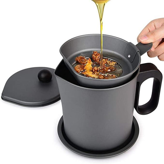 Oil Strainer Pot with Lid Cooking Oil Fat Separator for Filter 1.8L.. - Premium  from Mystical9 - Just Rs 950 /- Shop now at Mystical9.com