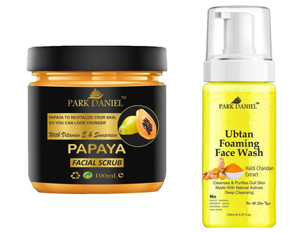 Park Daniel Papaya Scrub and Ubtan Face Wash For Anti Blemishes & Glowing Facial Kit Detoxify Rejuvenate your skin Combo Pack of 2 (250 ML) - Premium  from Mystical9 - Just Rs 700 /- Shop now at Mystical9.com