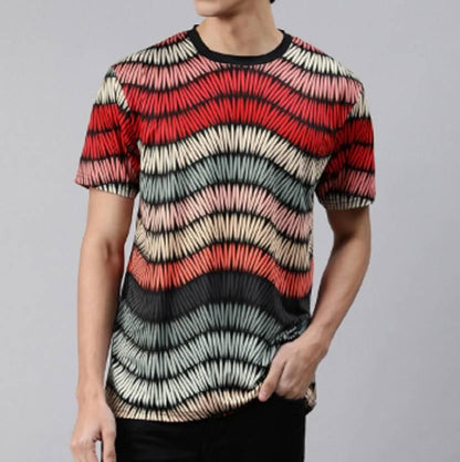 Men's Printed Round Neck Elastane Multicolor T-Shirt - Premium  from Mystical9 - Just Rs 630 /- Shop now at Mystical9.com