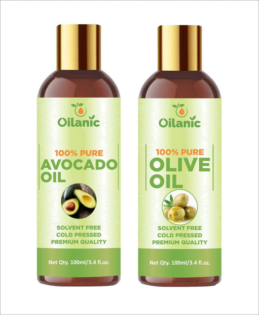 Oilanic Premium Avocado Oil & Olive Oil Combo pack of 2 bottles of 100 ml(200 ml) - Premium  from Mystical9 - Just Rs 650 /- Shop now at Mystical9.com