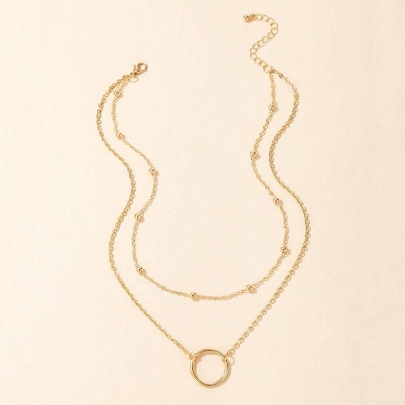 Double Layer Ring Necklace (Golden) With Coin Pearl Choker - Premium  from Mystical9 - Just Rs 600 /- Shop now at Mystical9.com