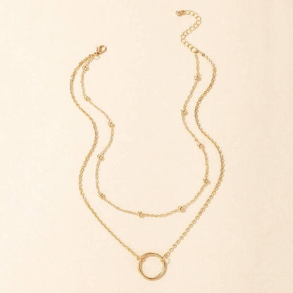 Double Layer Ring Necklace (Golden) With Coin Pearl Choker - Premium  from Mystical9 - Just Rs 600 /- Shop now at Mystical9.com