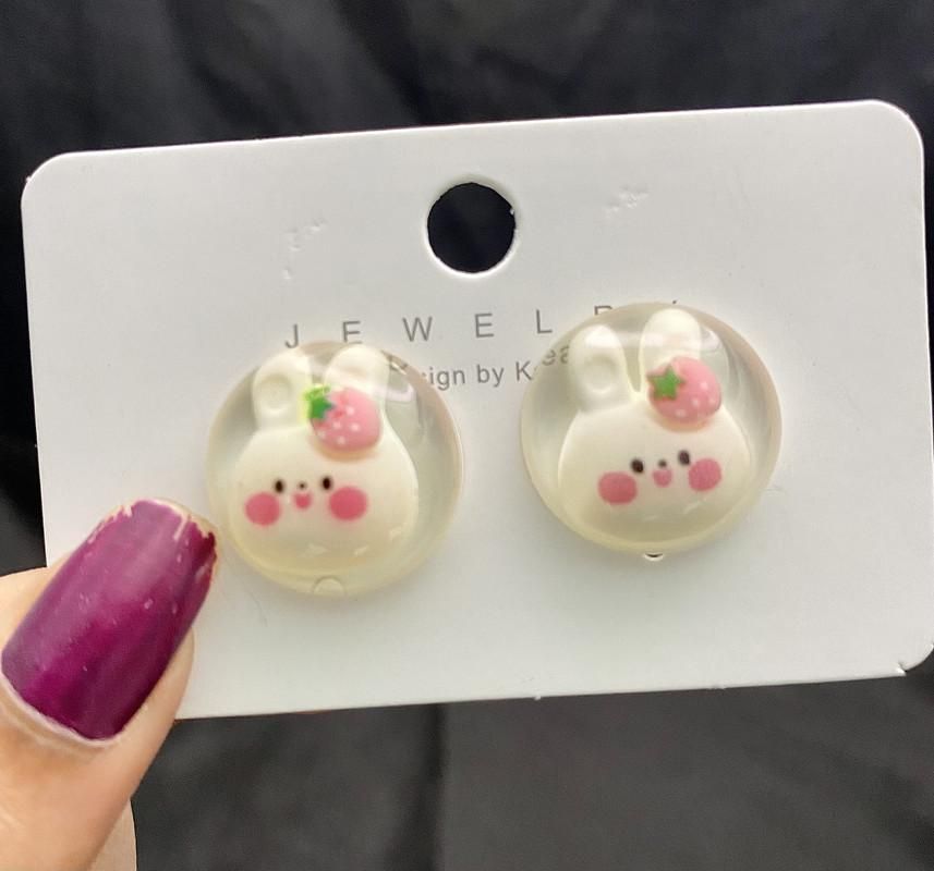 White Bunny Round Stud Earrings For Women and Girls - Premium  from Mystical9 - Just Rs 600 /- Shop now at Mystical9.com