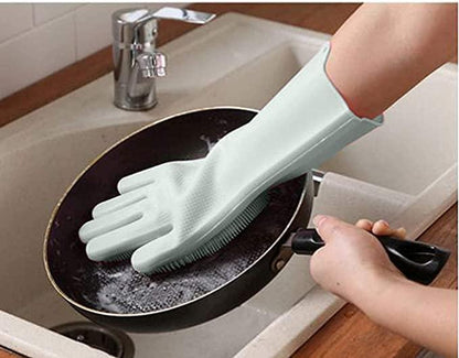 Gloves Magic Silicone Dish Washing Gloves for Kitchen (Pair of 1) - Premium  from Mystical9 - Just Rs 630 /- Shop now at Mystical9.com