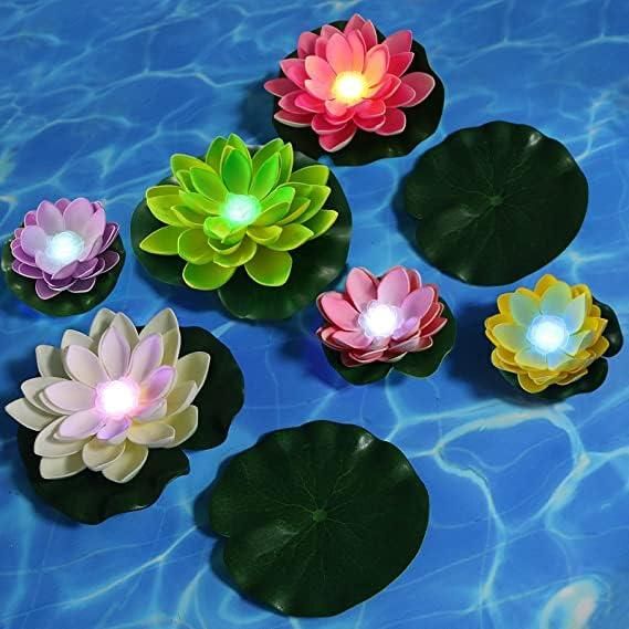 Lotus Flower Floating Diya Set with Water Sensor (Set of 6) - Premium  from Mystical9 - Just Rs 870 /- Shop now at Mystical9.com