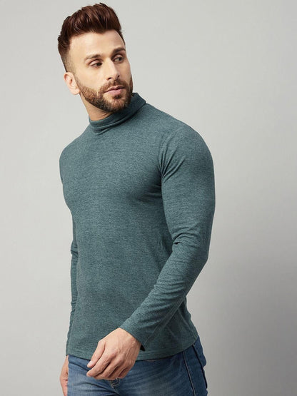 Cotton Blend Solid Full Sleeves Mens Stylish Neck T-Shirt - Premium  from Mystical9 - Just Rs 669 /- Shop now at Mystical9.com