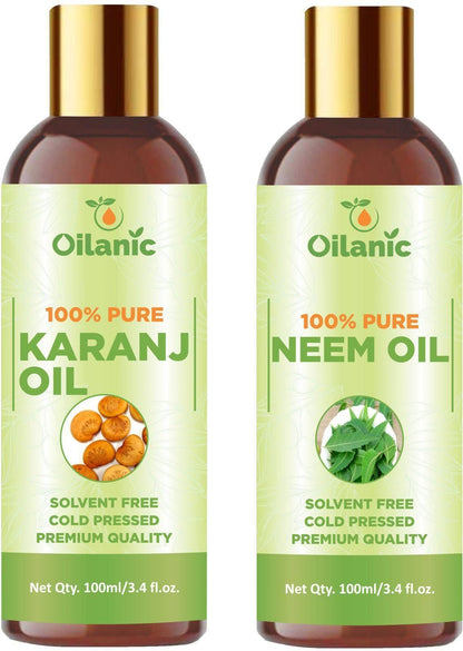 Oilanic Premium Karanj Oil & Neem Oil Combo pack of 2 bottles of 100 ml(200 ml) - Premium  from Mystical9 - Just Rs 600 /- Shop now at Mystical9.com