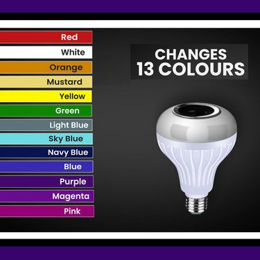 Colour Changing LED Bulb with Bluetooth Speaker & Remote - Premium  from Mystical9 - Just Rs 800 /- Shop now at Mystical9.com