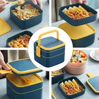 Double-Layer Airtight Square Lunch Box - Premium  from Mystical9 - Just Rs 530 /- Shop now at Mystical9.com