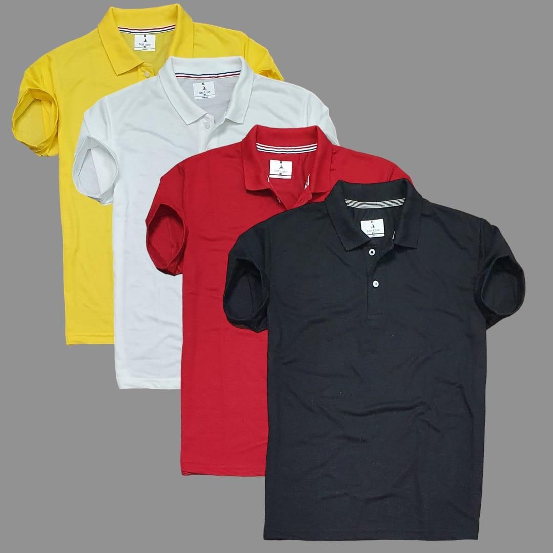 Plane Matty Solid Half Sleeves Mens Polo neck T-Shirt Pack Of 4 - Premium  from Mystical9 - Just Rs 1000 /- Shop now at Mystical9.com