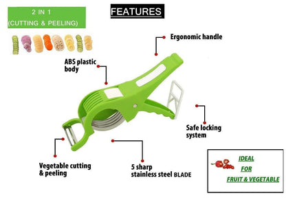 Plastic 2 in 1 Vegetable & Fruit Multi Cutter - Premium  from Mystical9 - Just Rs 478 /- Shop now at Mystical9.com