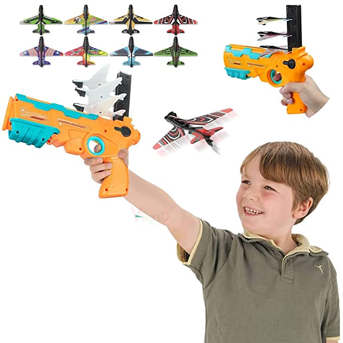 Airplane Launcher Toy Catapult Aircrafts Gun with 4 Foam Planes - Premium  from Mystical9 - Just Rs 750 /- Shop now at Mystical9.com