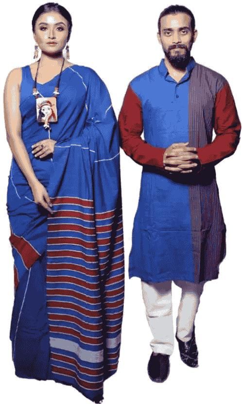 Combo of Men & Women's Khadi Cotton Kurta & Saree Set - Premium  from Mystical9 - Just Rs 1491 /- Shop now at Mystical9.com