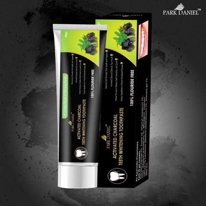 PARK DANIEL Natural Activated Charcoal Teeth Whitening Toothpaste - For Tobacco Stain, Tartar, Gutkha Stain and Yellow Teeth Removal | No Side Effect (100gm) Toothpaste  (100) - Premium  from Mystical9 - Just Rs 500 /- Shop now at Mystical9.com