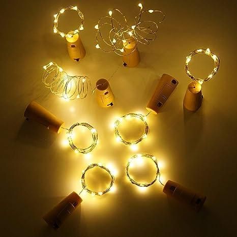 20 Led Wine Bottle Cork Copper Wire String Lights 2M Battery Operated (Warm White Pack Of 12) - Premium  from Mystical9 - Just Rs 764 /- Shop now at Mystical9.com