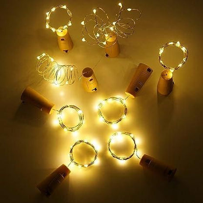 20 Led Wine Bottle Cork Copper Wire String Lights 2M Battery Operated (Warm White Pack Of 12) - Premium  from Mystical9 - Just Rs 764 /- Shop now at Mystical9.com