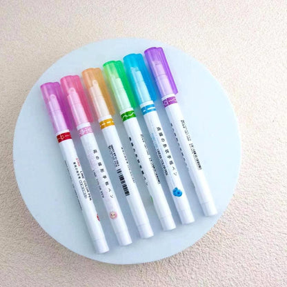 Linear Roller Color Pens Highlighters with 6 Different Curve Shapes (Set of 6) - Premium  from Mystical9 - Just Rs 600 /- Shop now at Mystical9.com