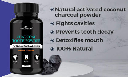 Park Daniel Charcoal Teeth Whitening Powder -Naturally Whiten Teeth, Removes Stains & Removes Bad Breath (50 Gms) - Premium  from Mystical9 - Just Rs 600 /- Shop now at Mystical9.com