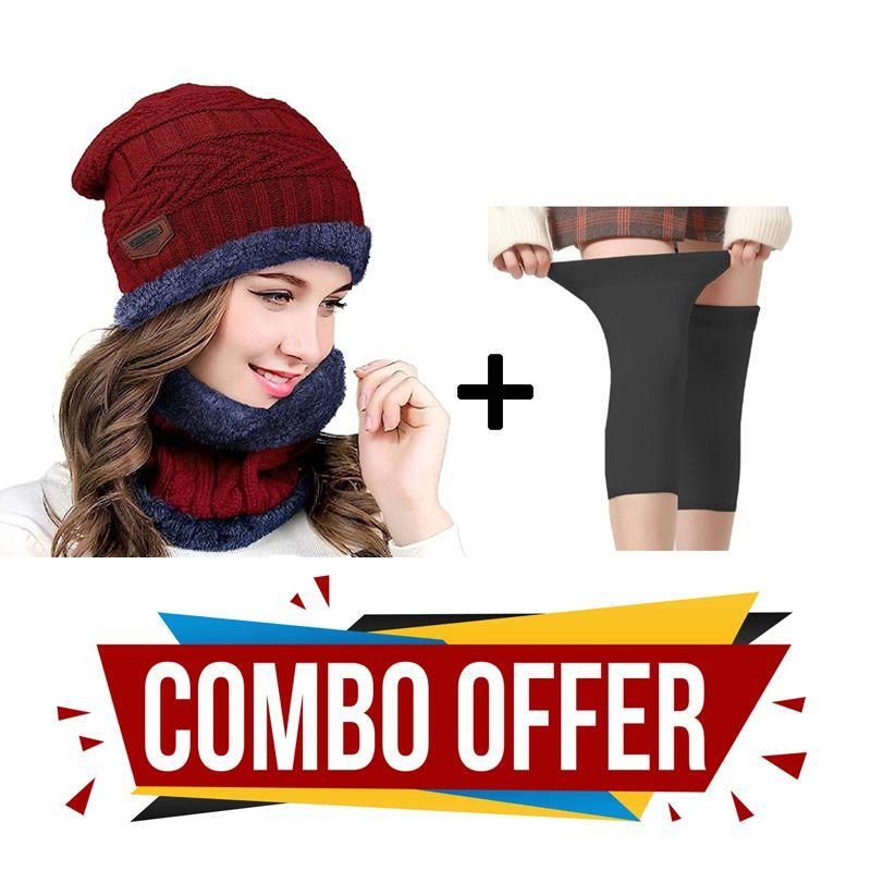 Eastern Club Winter Cap & Neck Scarf with 1 Pair Woolen Knee Cap for Unisex Combo - Premium  from Mystical9 - Just Rs 650 /- Shop now at Mystical9.com