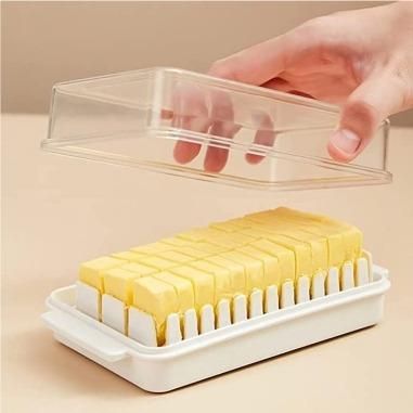 Butter Dish Keeper with Sealed Plastic Lid and Cutter Slicer (Pack of 1) - Premium  from Mystical9 - Just Rs 550 /- Shop now at Mystical9.com