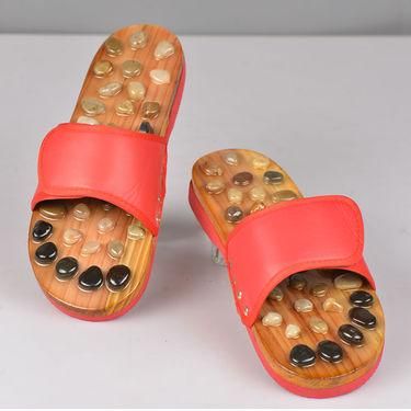 Acupressure Natural Stone Slippers (Red) - Premium  from Mystical9 - Just Rs 800 /- Shop now at Mystical9.com