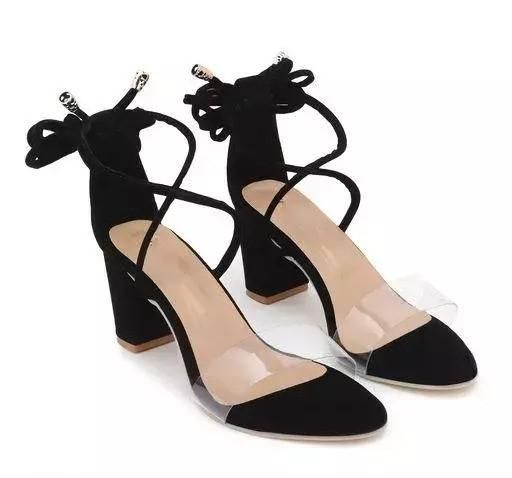 Black Colorblocked Ankle Strap Heel For Women - Premium  from Mystical9 - Just Rs 863 /- Shop now at Mystical9.com