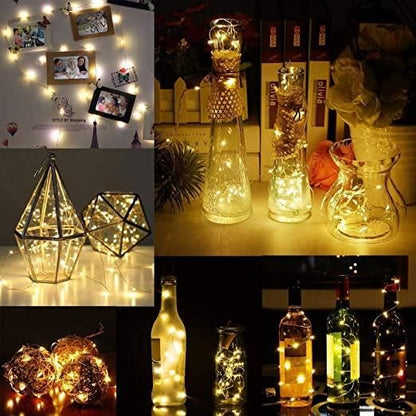 20 Led Wine Bottle Cork Copper Wire String Lights 2M Battery Operated (Warm White Pack Of 4) - Premium  from Mystical9 - Just Rs 600 /- Shop now at Mystical9.com