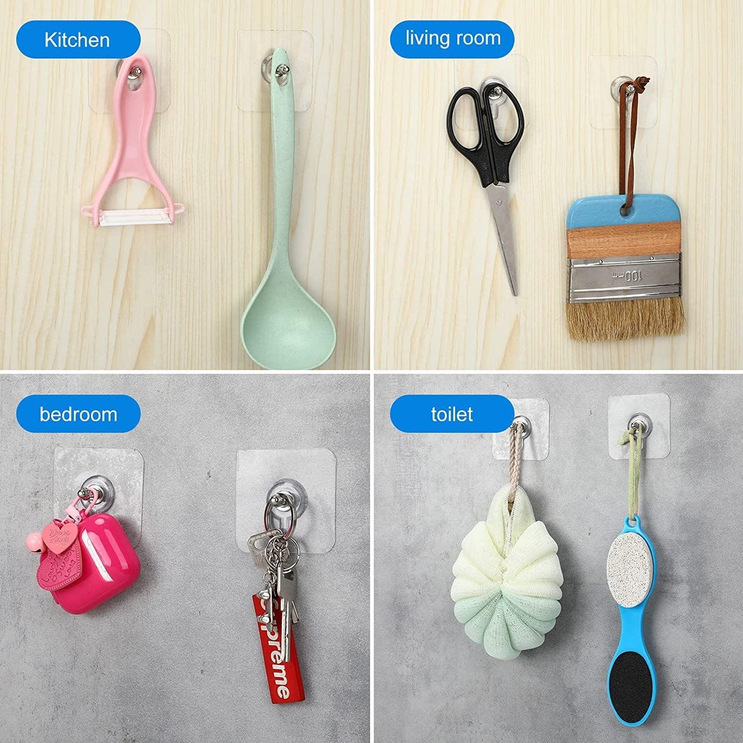 Wall Hooks, Adhesive Wall Screws Hanging Nails, No-Drilling Waterproof Screw Free Stickers for Hanging, Heavy-Duty Adhesive Wall Mount Screw Hooks for Kitchen Bathroom Bedroom Living Room 10 Pcs - Premium  from Mystical9 - Just Rs 550 /- Shop now at Mystical9.com