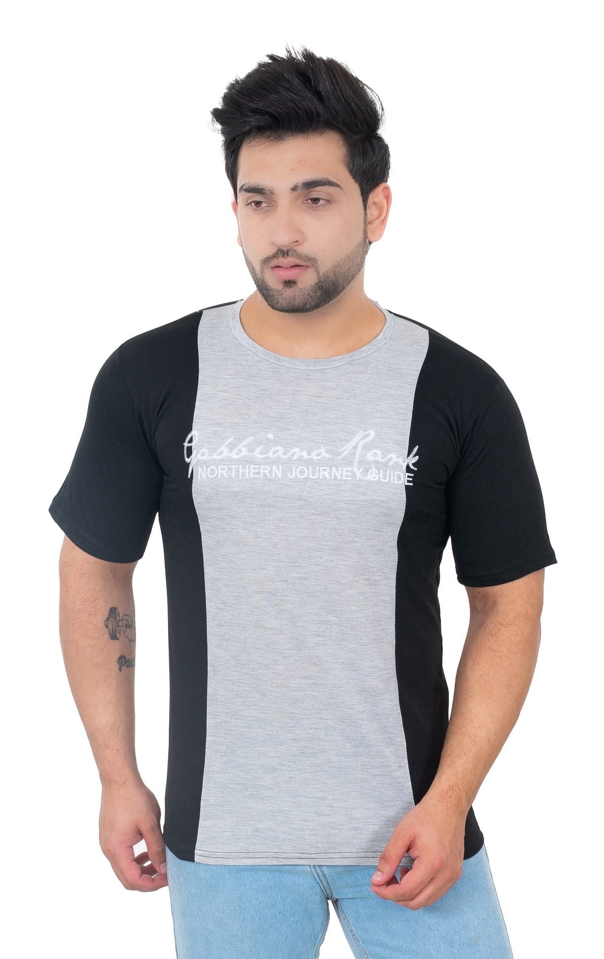 Men Round Neck Blue T-Shirt - Premium  from Mystical9 - Just Rs 550 /- Shop now at Mystical9.com