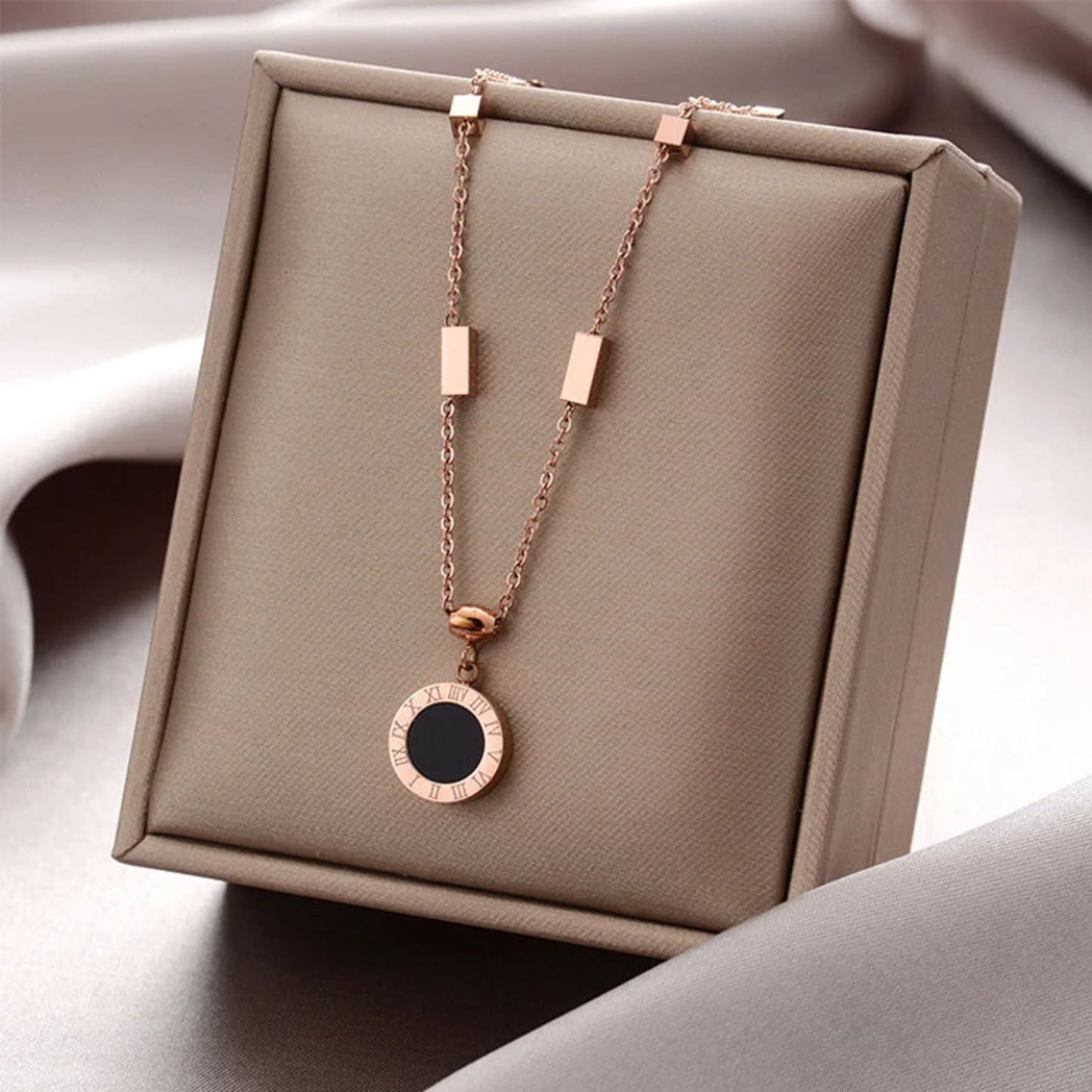 Rose Gold High Quality Gold Plated Stainless Steel Round Necklace - Premium  from Mystical9 - Just Rs 652 /- Shop now at Mystical9.com