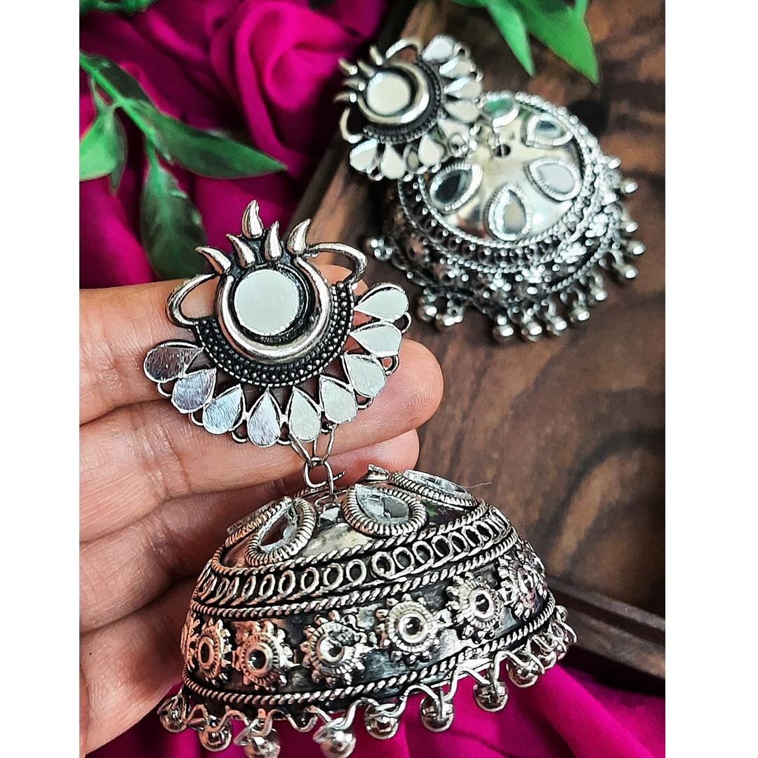 Traditional New Style Silver Jhumkas Earrings For Women and Girls - Premium  from Mystical9 - Just Rs 573 /- Shop now at Mystical9.com