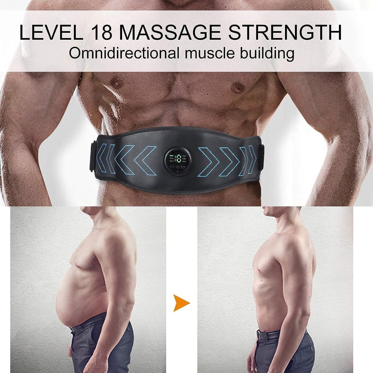 Abdominal Belt Muscle Stimulator EMS Abdominal Muscle Workout 6 Modes 18 Intensity Portable Belt - Premium  from Mystical9 - Just Rs 850 /- Shop now at Mystical9.com