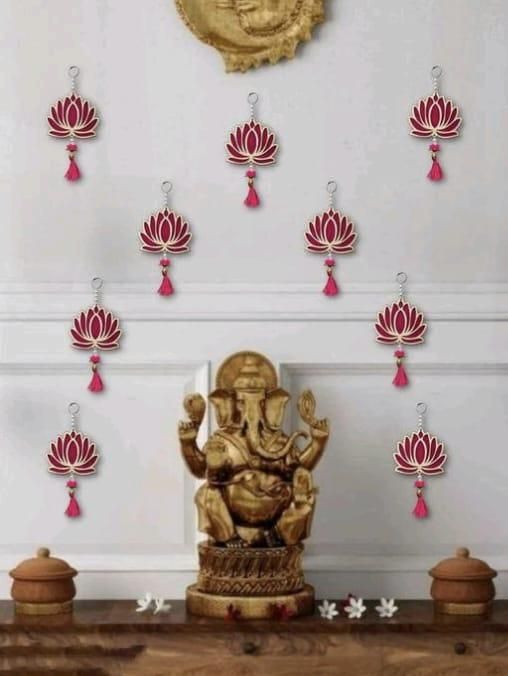 Lotus Hanging 10 Pcs|MDF Floral Wall Hangings For Decor - Premium  from Mystical9 - Just Rs 740 /- Shop now at Mystical9.com