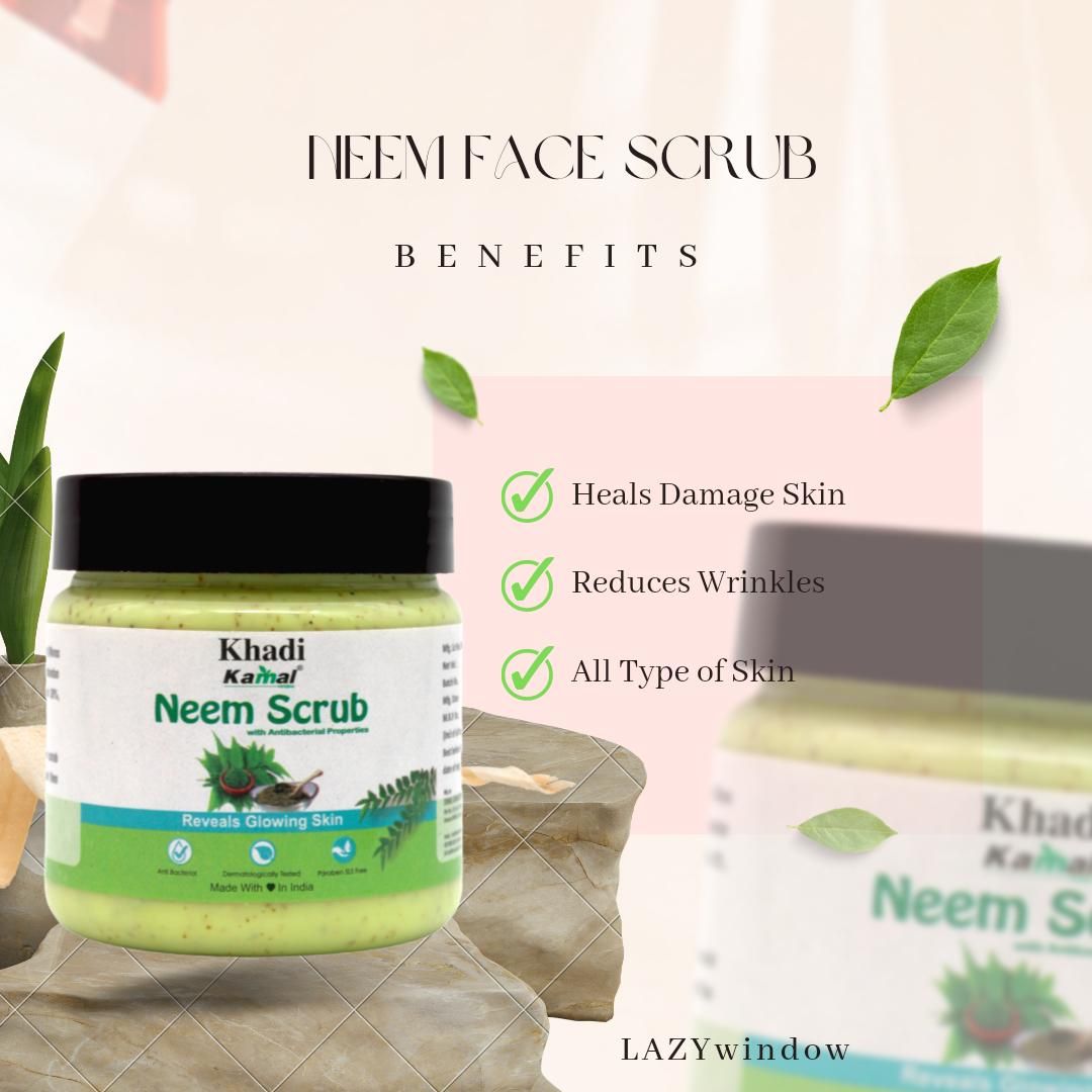 Khadi Kamal Herbal 100 Pure Natural & Organic Neem Face Scrub For Men And Women 180ml Pack of 5 - Premium  from Mystical9 - Just Rs 875 /- Shop now at Mystical9.com