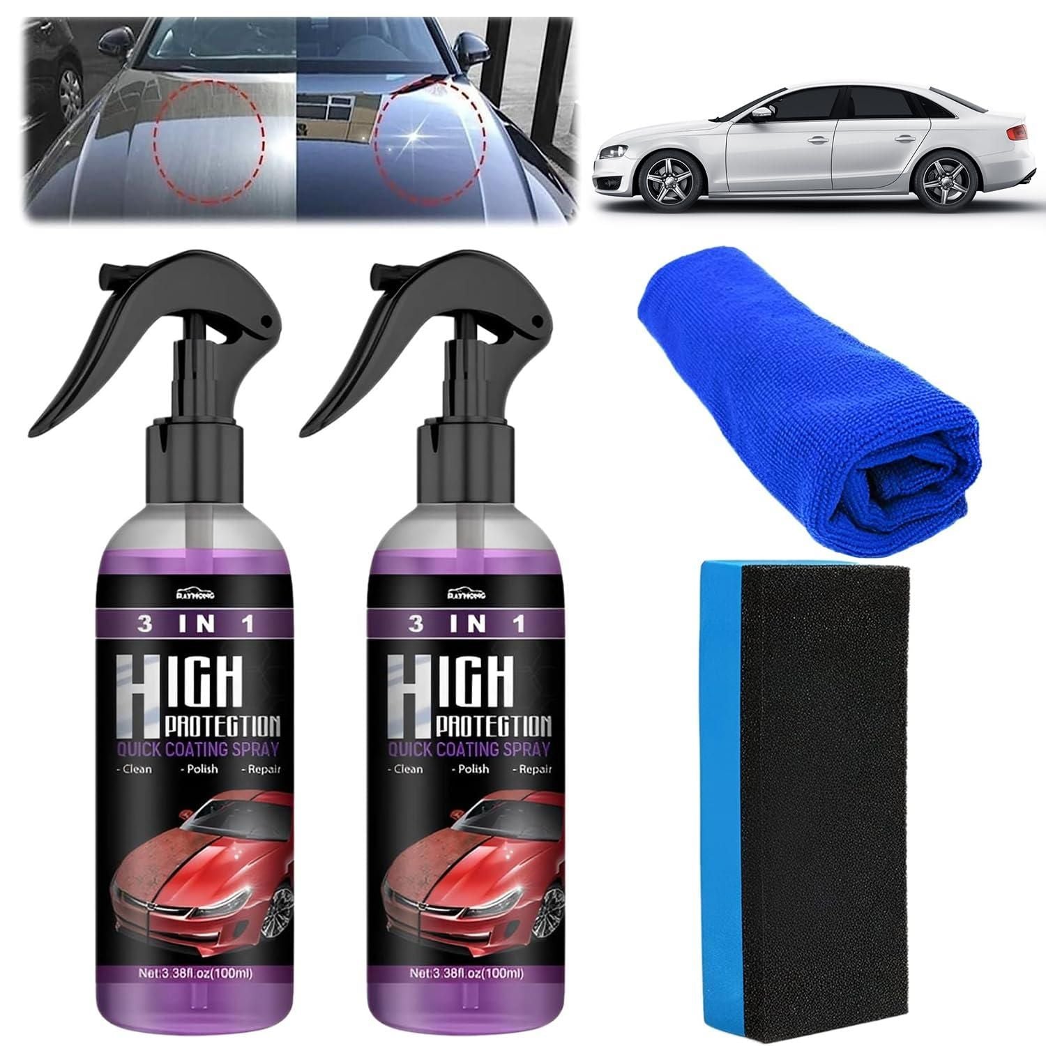 3 in 1 High Protection Quick Car Ceramic Coating Spray - Car Wax Polish Spray (Pack of 2) - Premium  from Mystical9 - Just Rs 550 /- Shop now at Mystical9.com