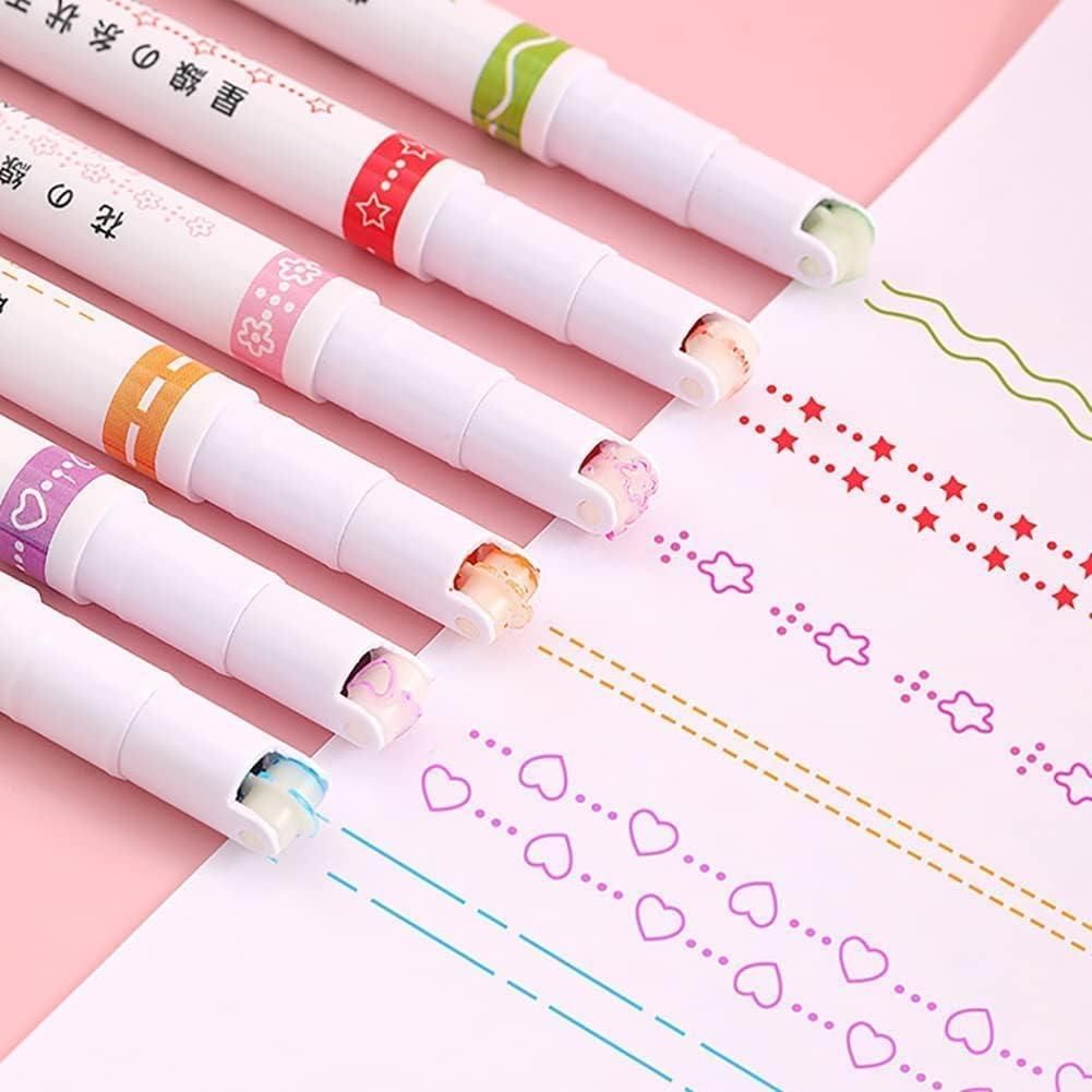 Linear Roller Color Pens Highlighters with 6 Different Curve Shapes (Set of 6) - Premium  from Mystical9 - Just Rs 600 /- Shop now at Mystical9.com