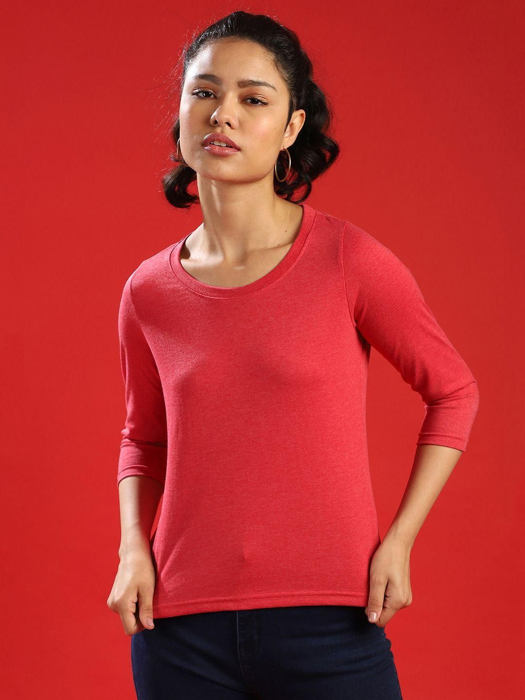 Campus Sutra Women's Cotton Solid T-Shirts - Premium  from Mystical9 - Just Rs 700 /- Shop now at Mystical9.com