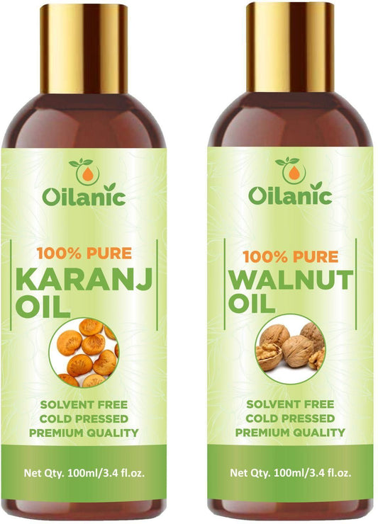 Oilanic Premium Karanj Oil & Walnut Oil Combo pack of 2 bottles of 100 ml(200 ml) - Premium  from Mystical9 - Just Rs 650 /- Shop now at Mystical9.com