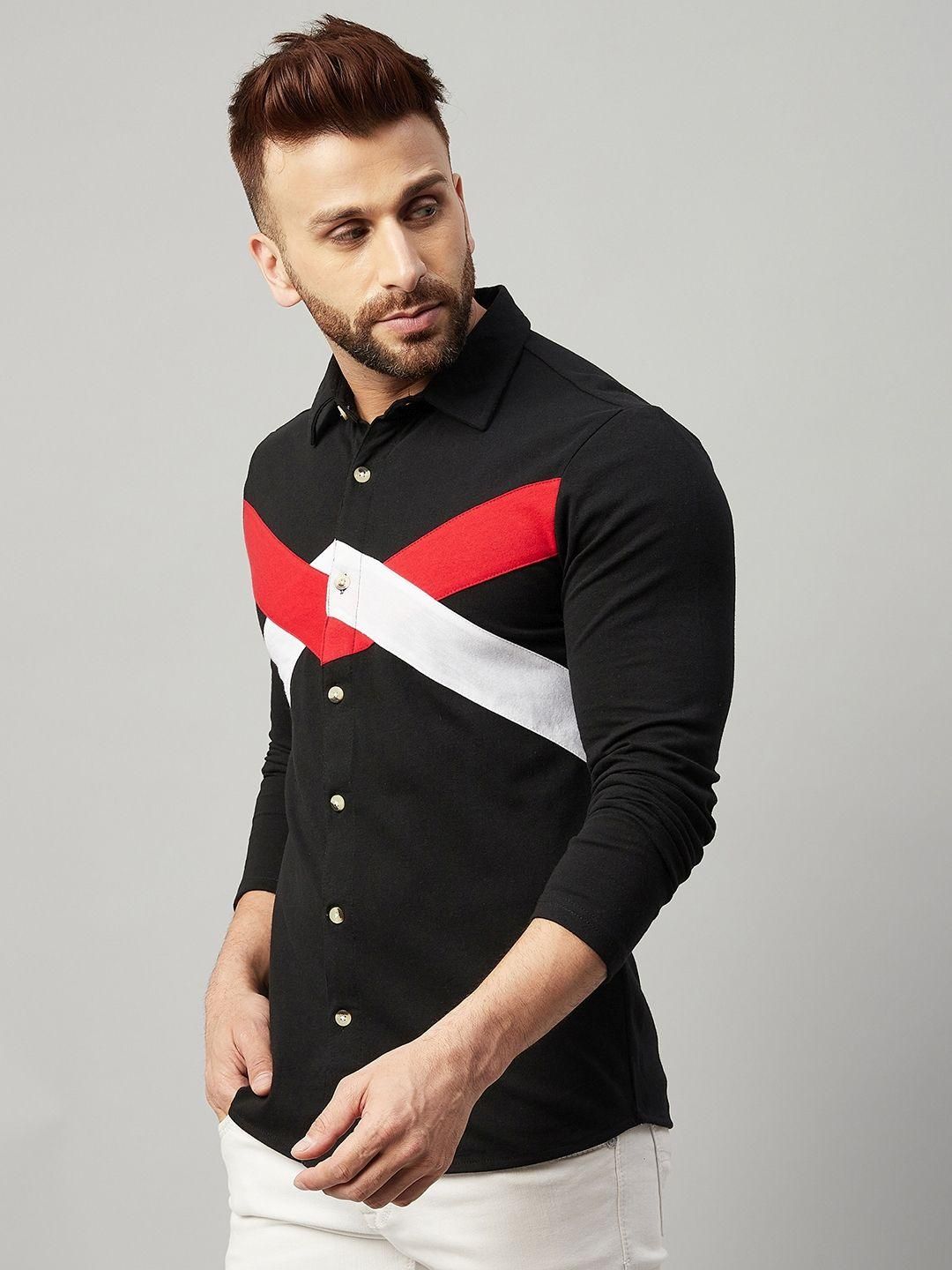 Cotton Blend Color Block Full Sleeves Regular Fit Mens Casual Shirt - Premium  from Mystical9 - Just Rs 700 /- Shop now at Mystical9.com