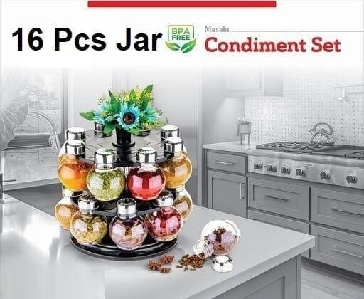 360 Degree Revolving Round Shape Transparent Spice Rack - Premium  from Mystical9 - Just Rs 1080 /- Shop now at Mystical9.com