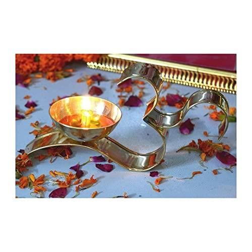 Brass Om Diya Oil Puja Lamp Decorative for Home Office Gifts/ Mandir (Pack of 2) - Premium  from Mystical9 - Just Rs 760 /- Shop now at Mystical9.com